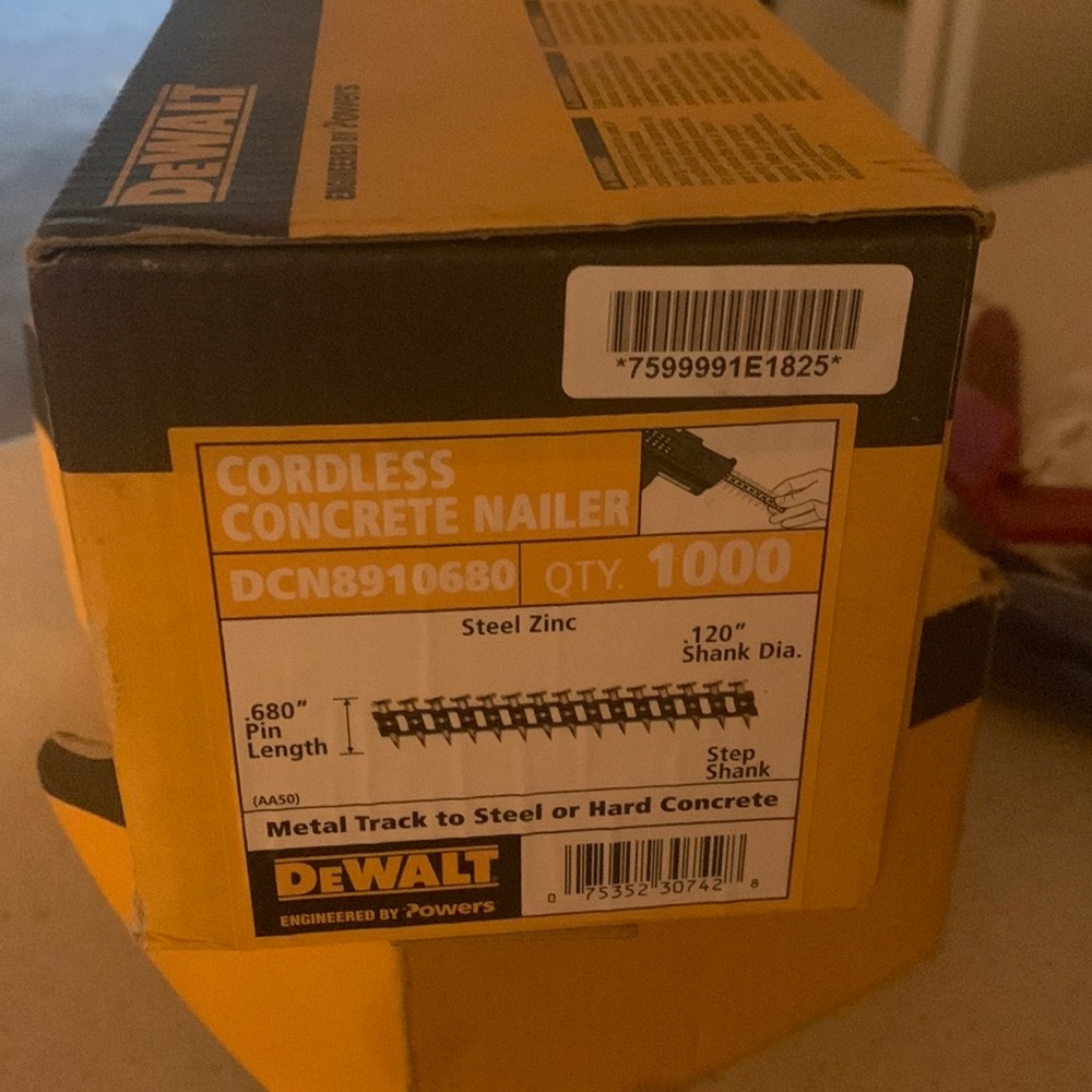 DeWalt concrete nailer pins